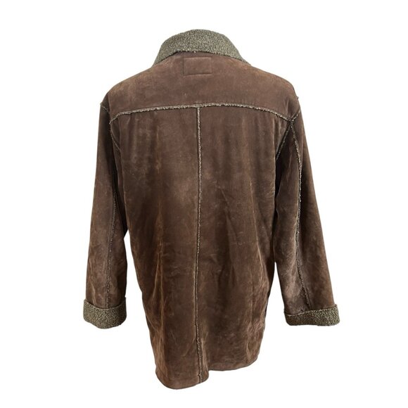 Ted Affleck XL Coat Jacket Suede Leather Brown Tan Faux Shearling Western Cowboy - Picture 4 of 7